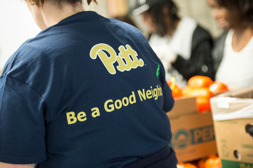 Volunteers participating in Pitt Day of Caring in October 2017